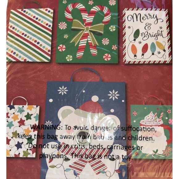 Christmas Gift Bags Set of 6 Assorted Holiday Designs and Sizes – Festive Variet - Picture 3 of 5
